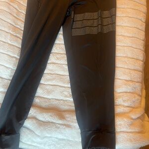 Black Athletic Pants with Mesh Detail